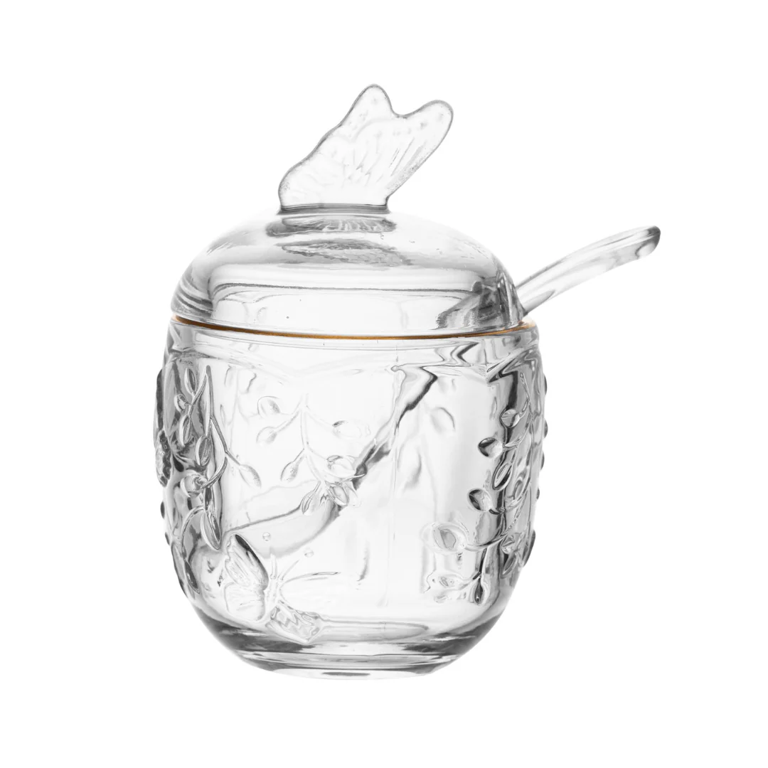Açucareiro com Colher de Cristal New Butterfly com Fio de Ouro 250ml - Image 7