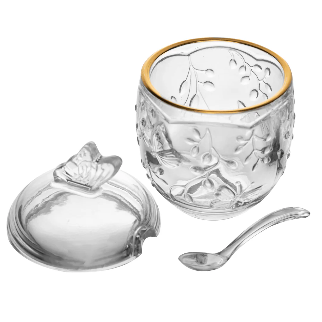 Açucareiro com Colher de Cristal New Butterfly com Fio de Ouro 250ml - Image 8
