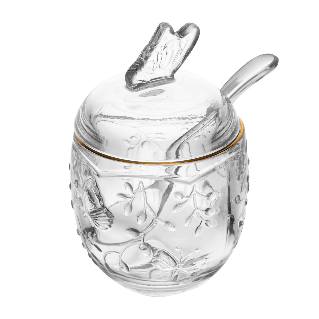 Açucareiro com Colher de Cristal New Butterfly com Fio de Ouro 250ml - Image 9