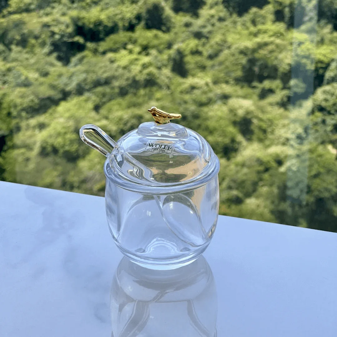 Açucareiro com Colher e Tampa de Cristal Golden Bird 150ml - Image 5