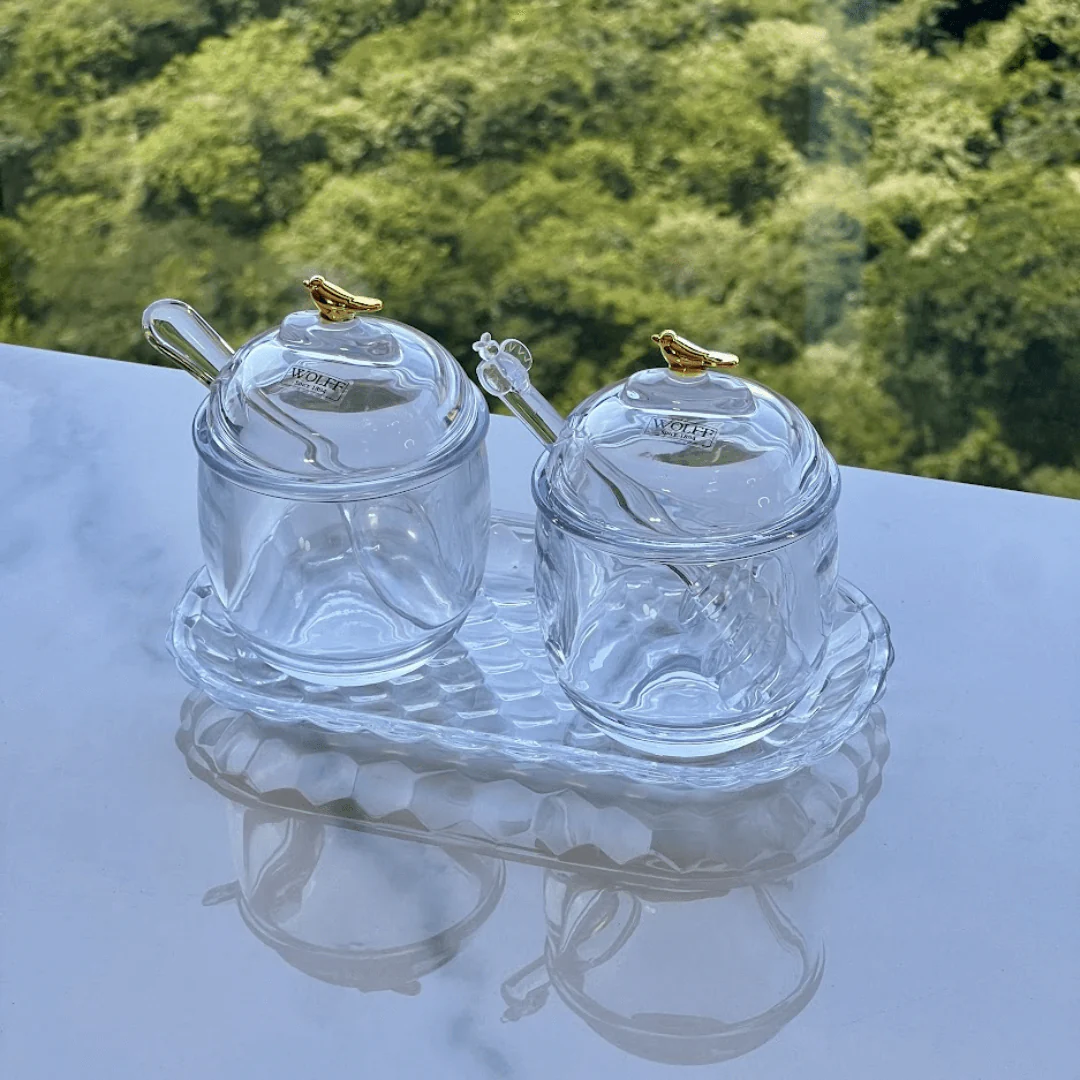 Açucareiro com Colher e Tampa de Cristal Golden Bird 150ml - Image 6