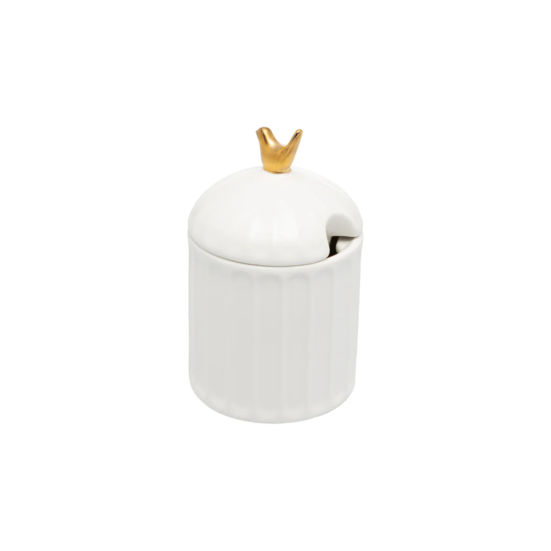 Açucareiro com Colher em cerâmica Branca 10,5cm Colibri - Image 11