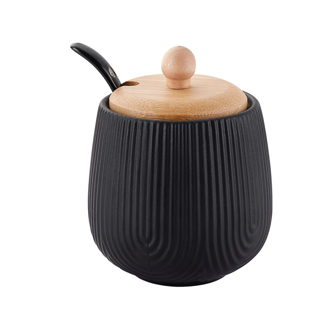 Açucareiro com Colher Oasis de Cerâmica Preto 360ml - Image 2