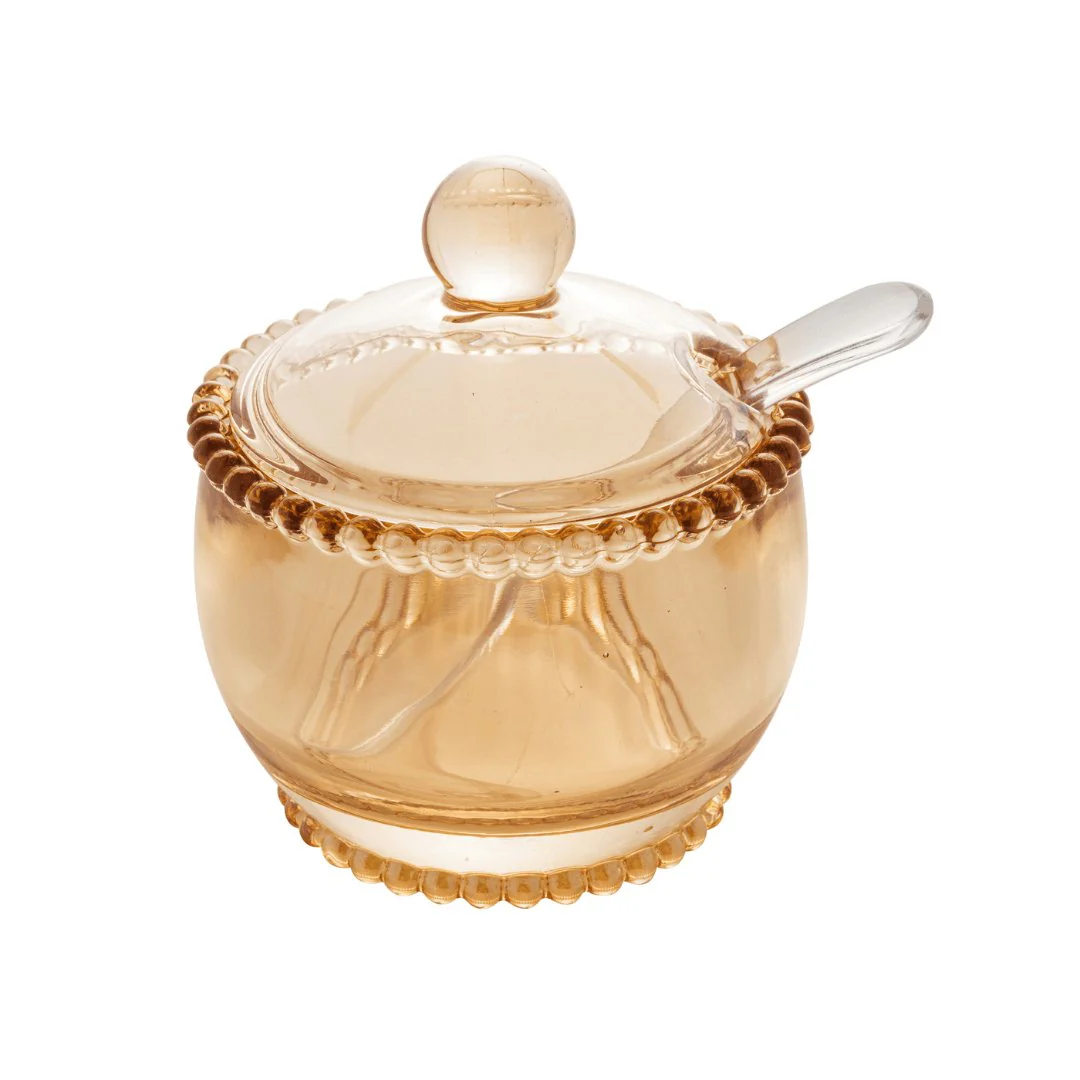 Açucareiro Cristal Bolinha Pearl Âmbar com Colher - 10 cm - Image 5