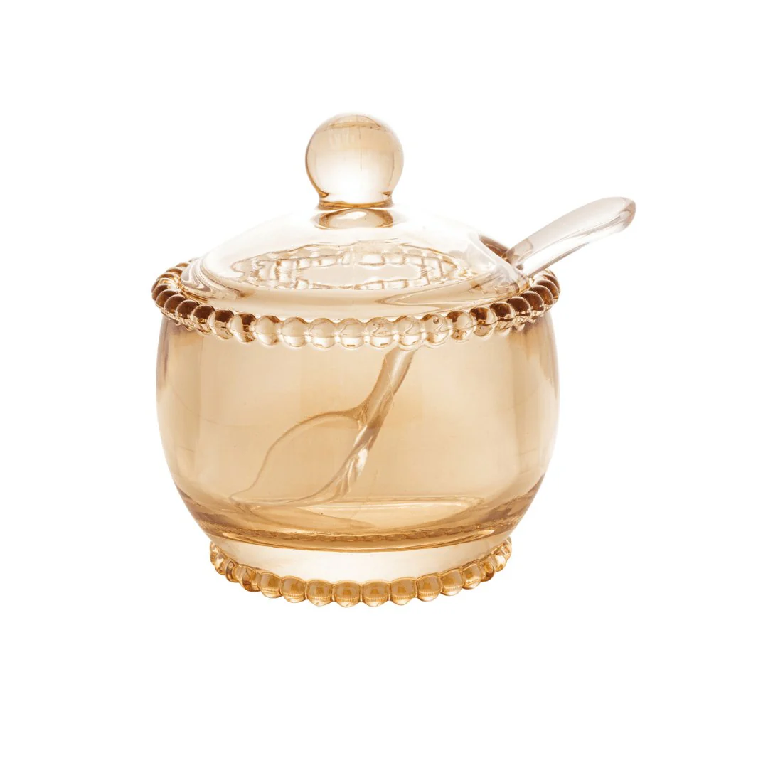 Açucareiro Cristal Bolinha Pearl Âmbar com Colher - 10 cm - Image 6