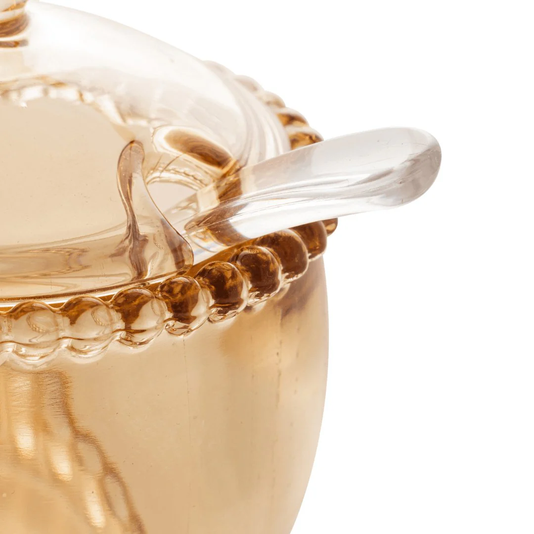 Açucareiro Cristal Bolinha Pearl Âmbar com Colher - 10 cm - Image 7