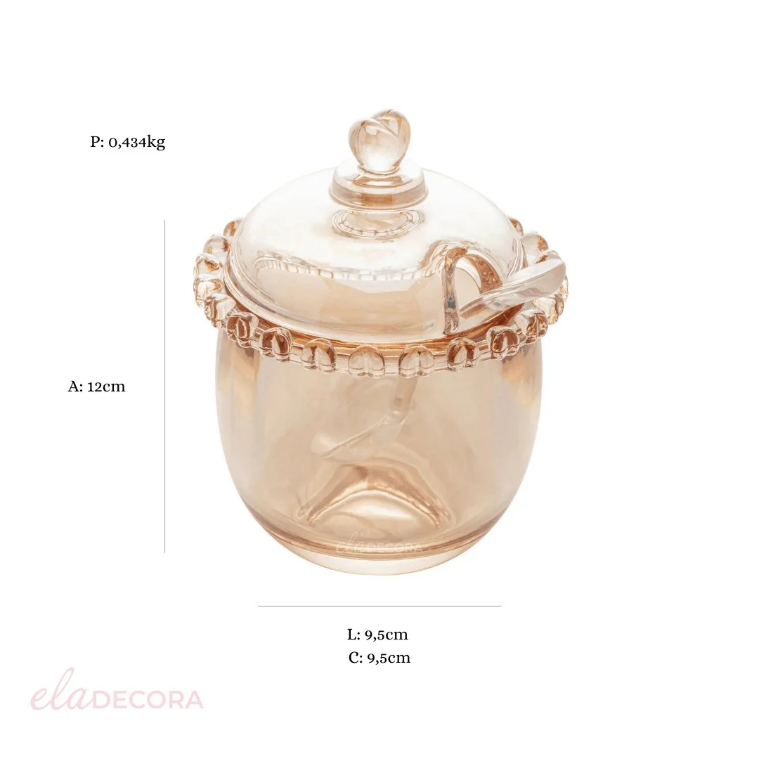 Açucareiro Cristal com Colher Coração Âmbar Metalizado 12cm x 9,5cm - Image 10
