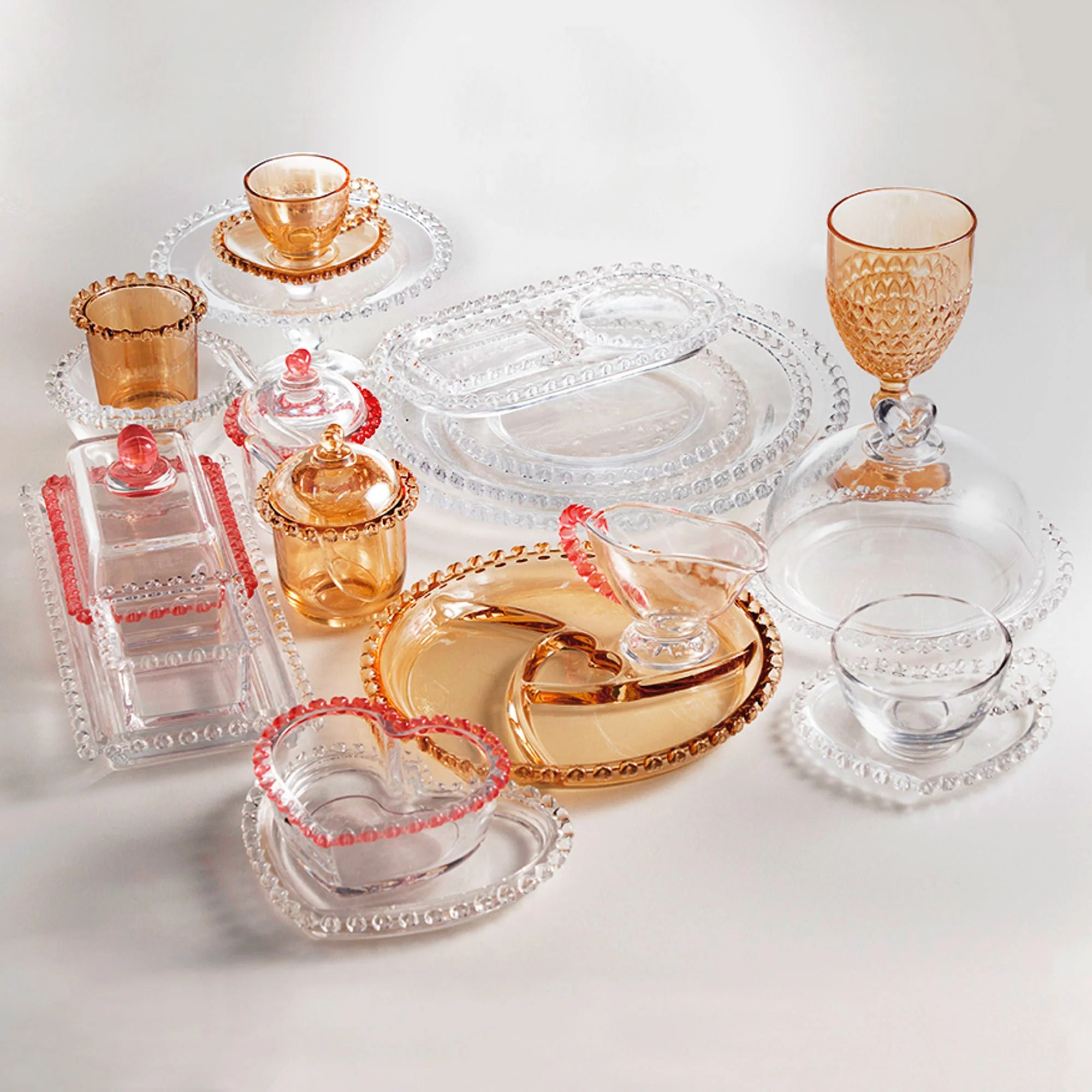 Açucareiro Cristal com Colher Coração Âmbar Metalizado 12cm x 9,5cm - Image 4