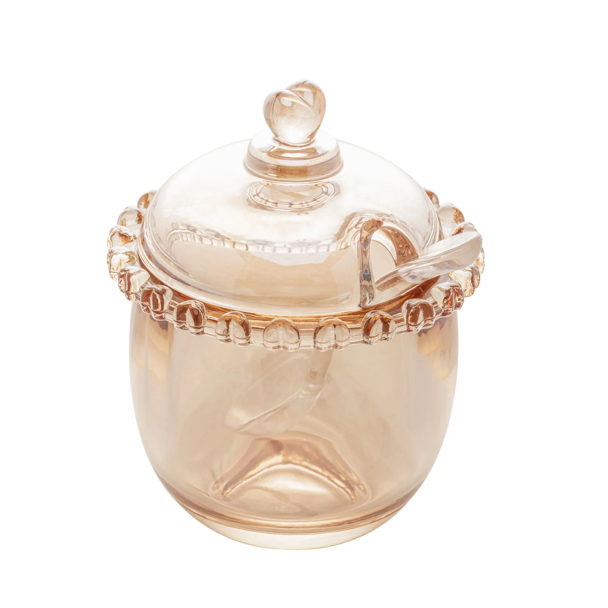 Açucareiro Cristal com Colher Coração Âmbar Metalizado 12cm x 9,5cm - Image 5