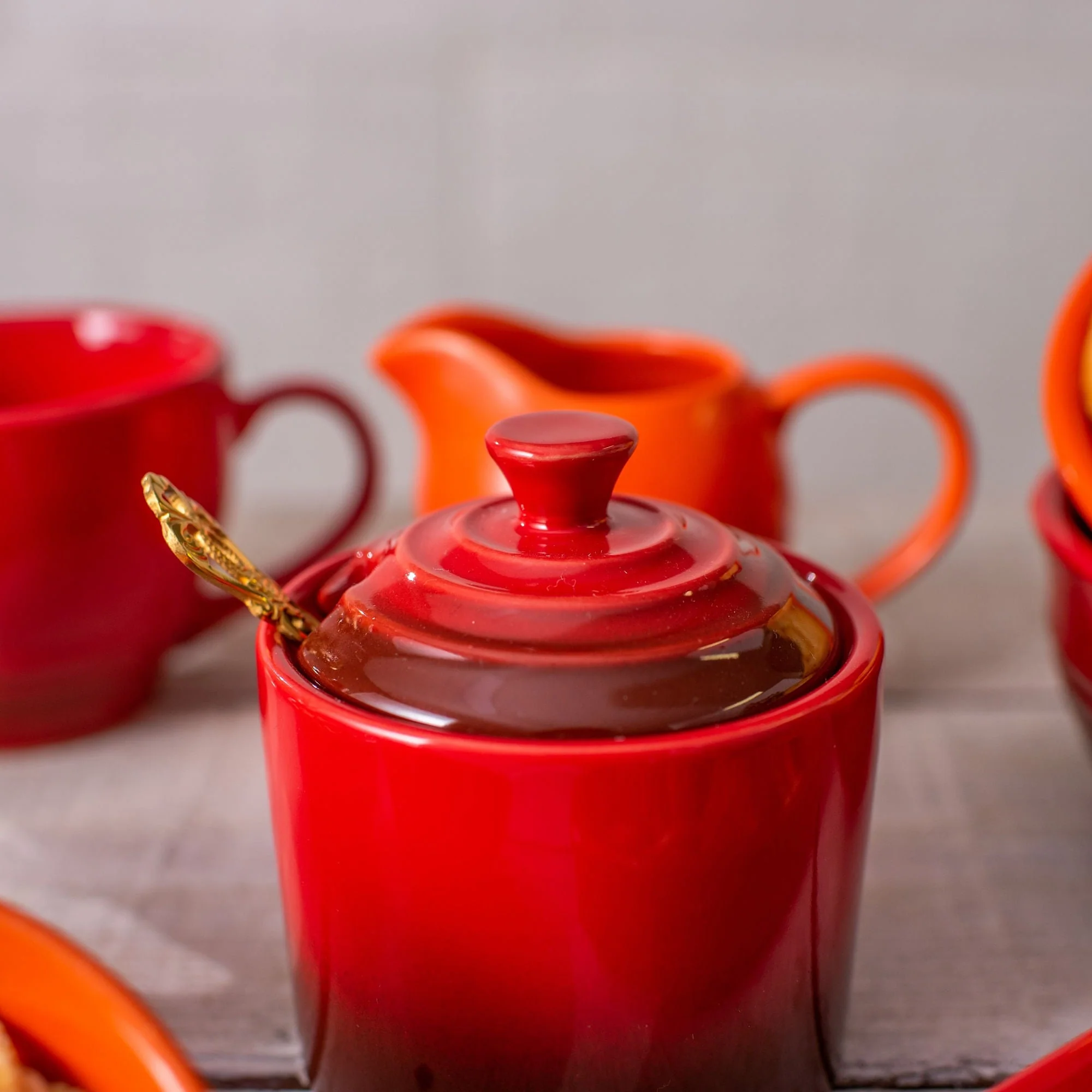 Açucareiro de Cerâmica Retrô Vermelho 10cm - Image 2