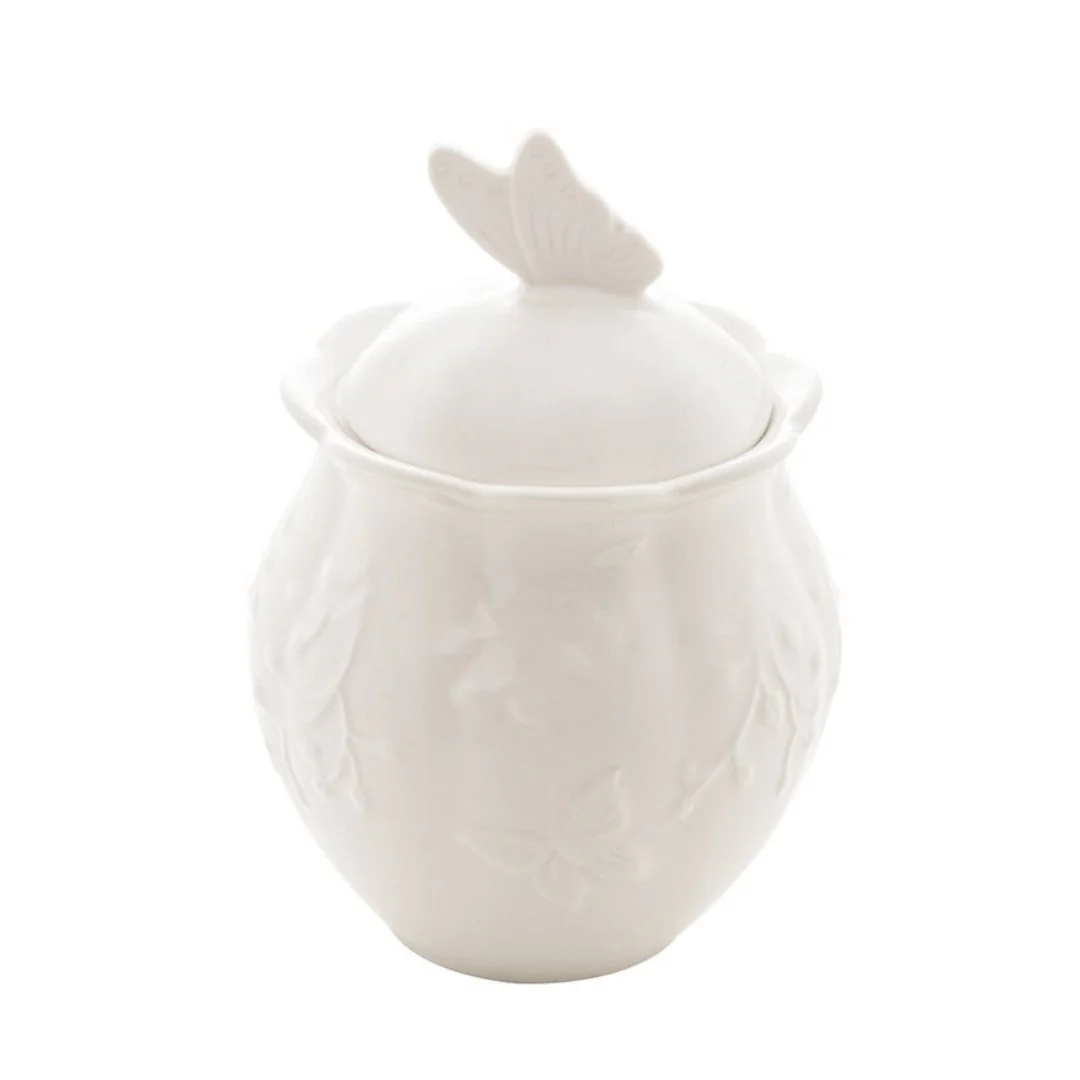 Açucareiro de Porcelana New Bone Butterfly Flower 13,5cm