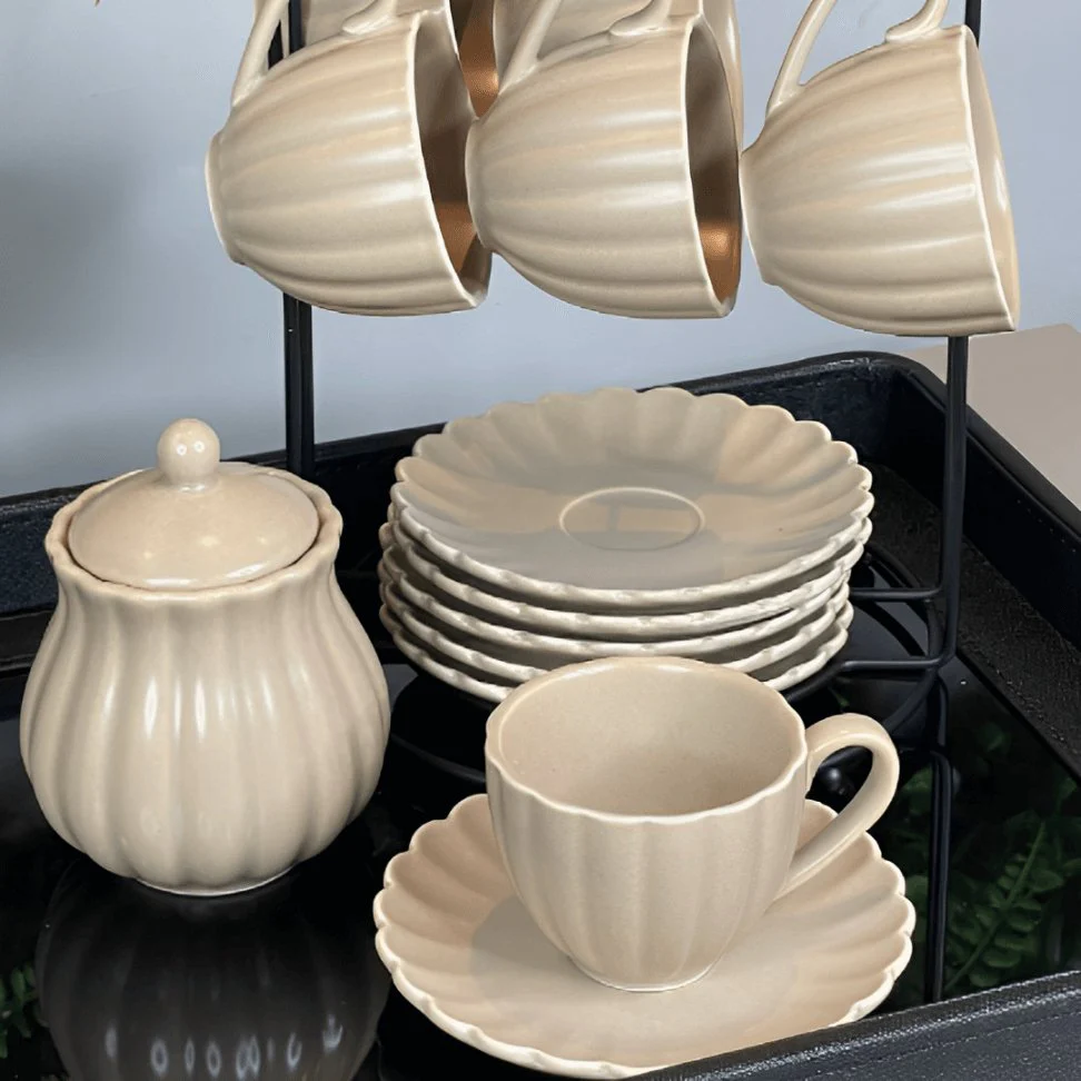 Açucareiro de Porcelana Petala Areia Matt 10,5cm - Image 4