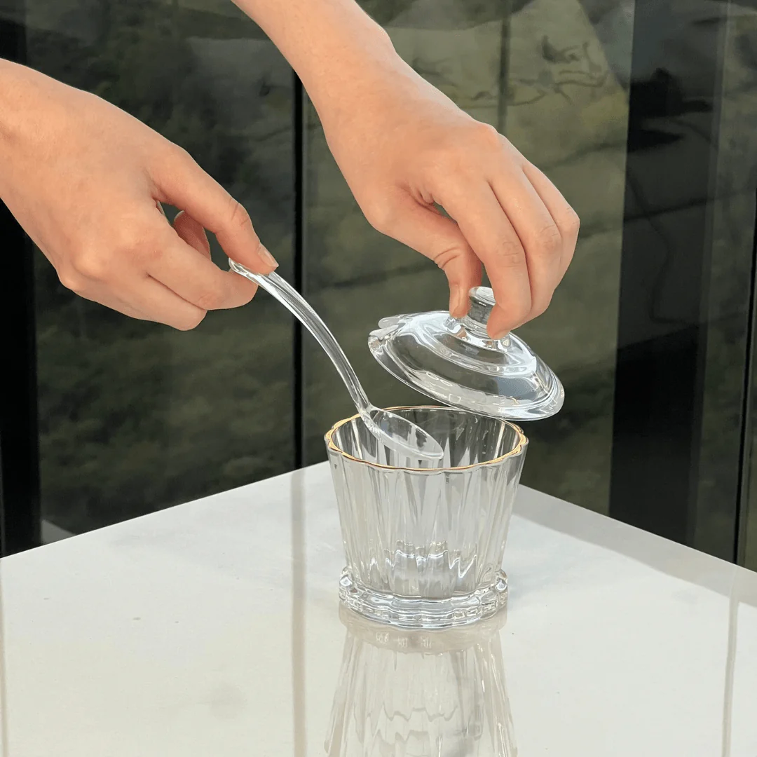 Açucareiro Radial em Cristal com Colher Fio de Ouro 210ml - Image 3