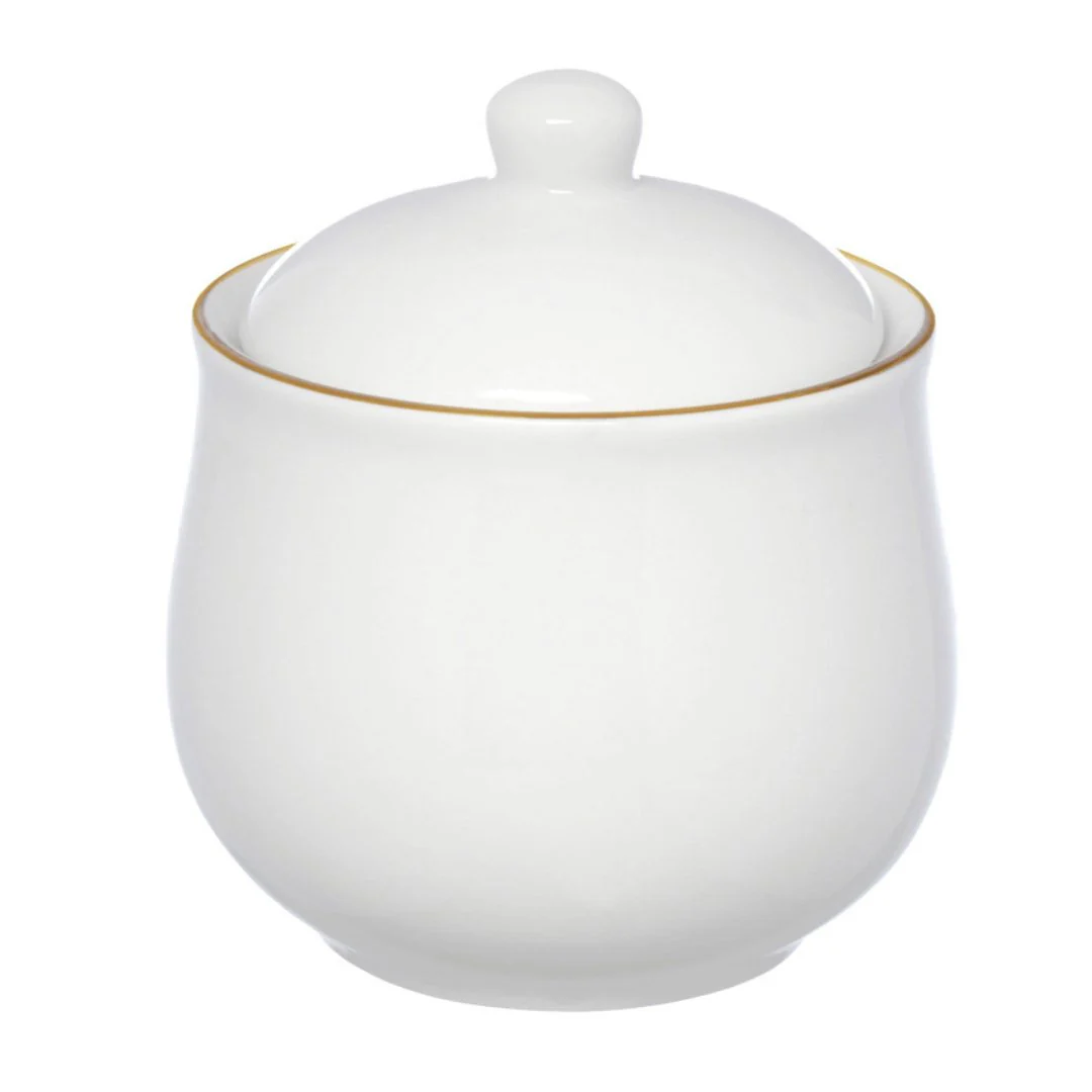 Açucareiro Royal Porcelana Branco e Borda Dourada 300ml - Image 4
