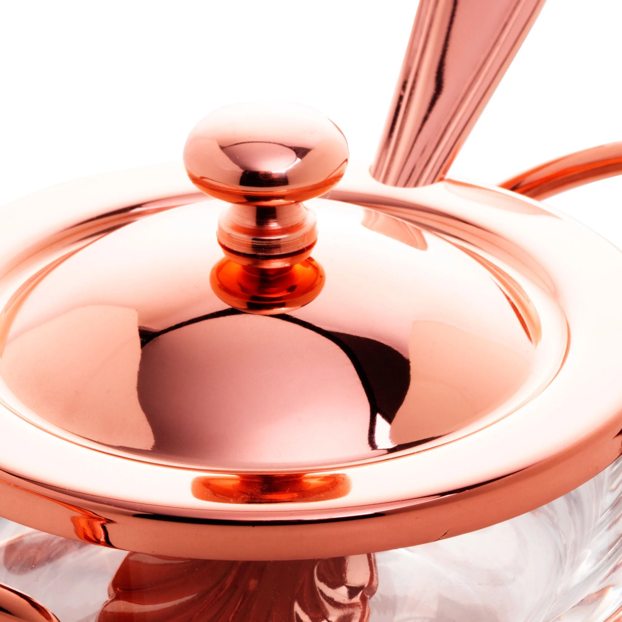 Açucareiro de Vidro Com Colher Tampa e Suporte Rose Gold Luxo - Image 7