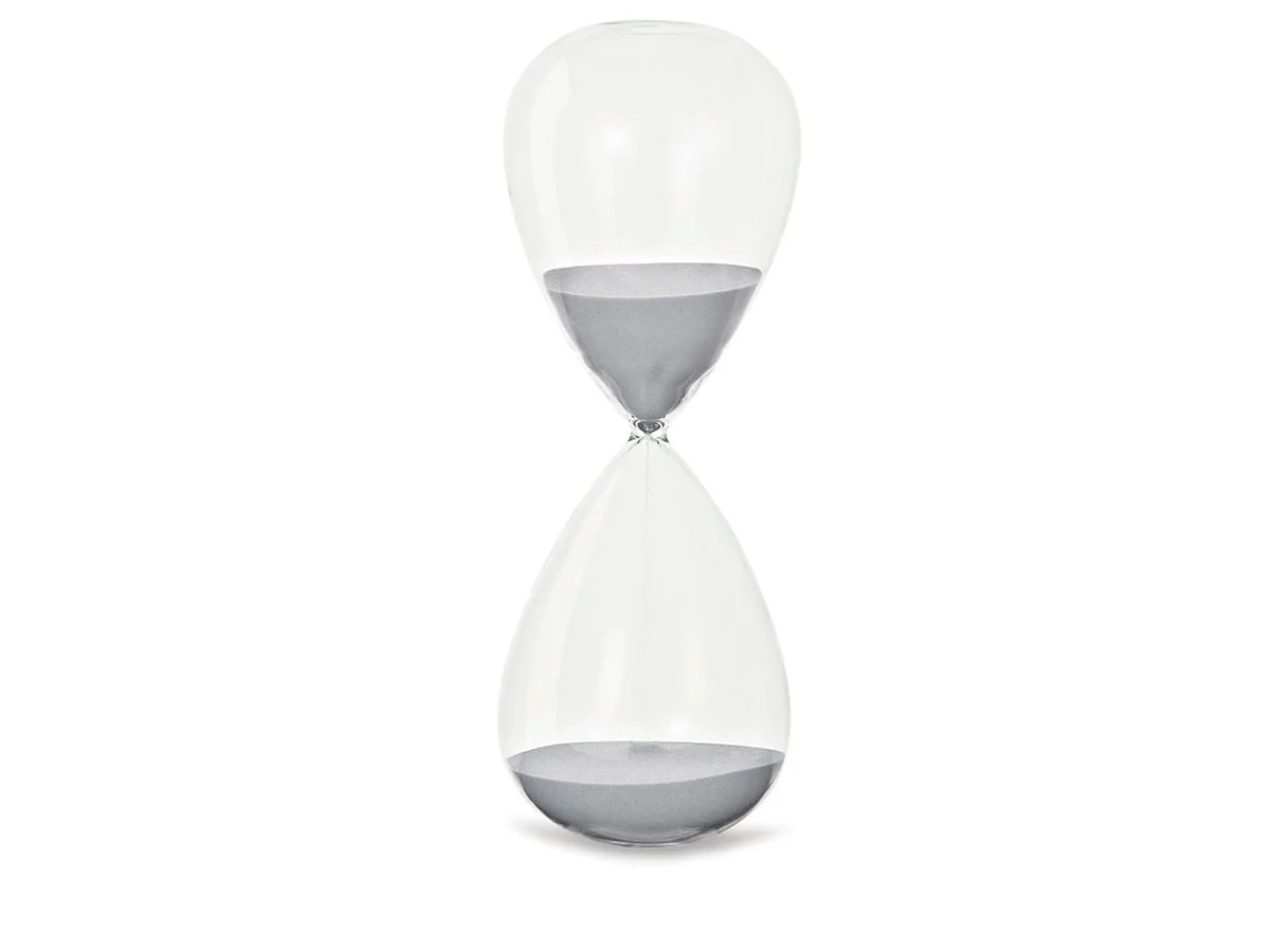Ampulheta de Vidro Cinza 16cm x 6,5cm