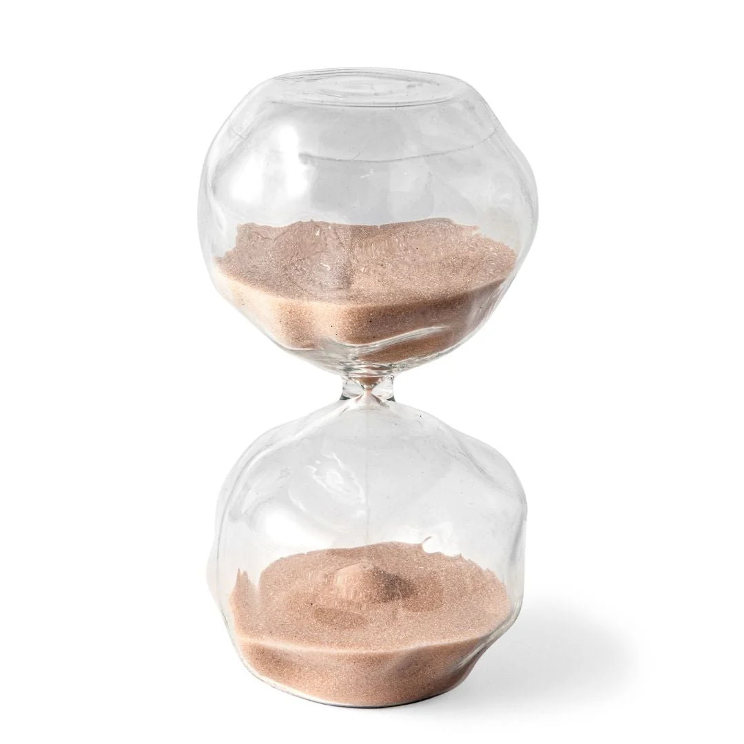 Ampulheta em Vidro Bege 15cm x 8cm