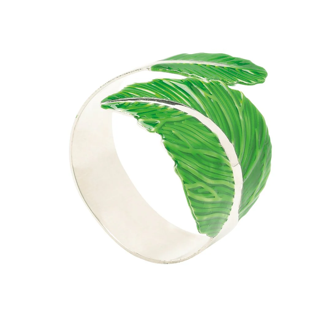 Anel Porta Guardanapos Folhagem Verde 4,5cm