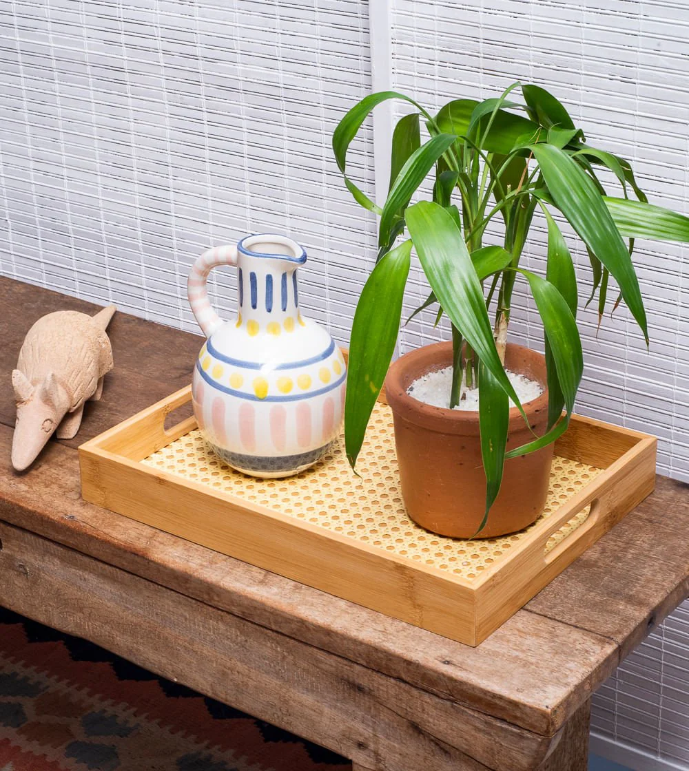 Bandeja De Bambu Com Palha Retangular 39cm - Image 5