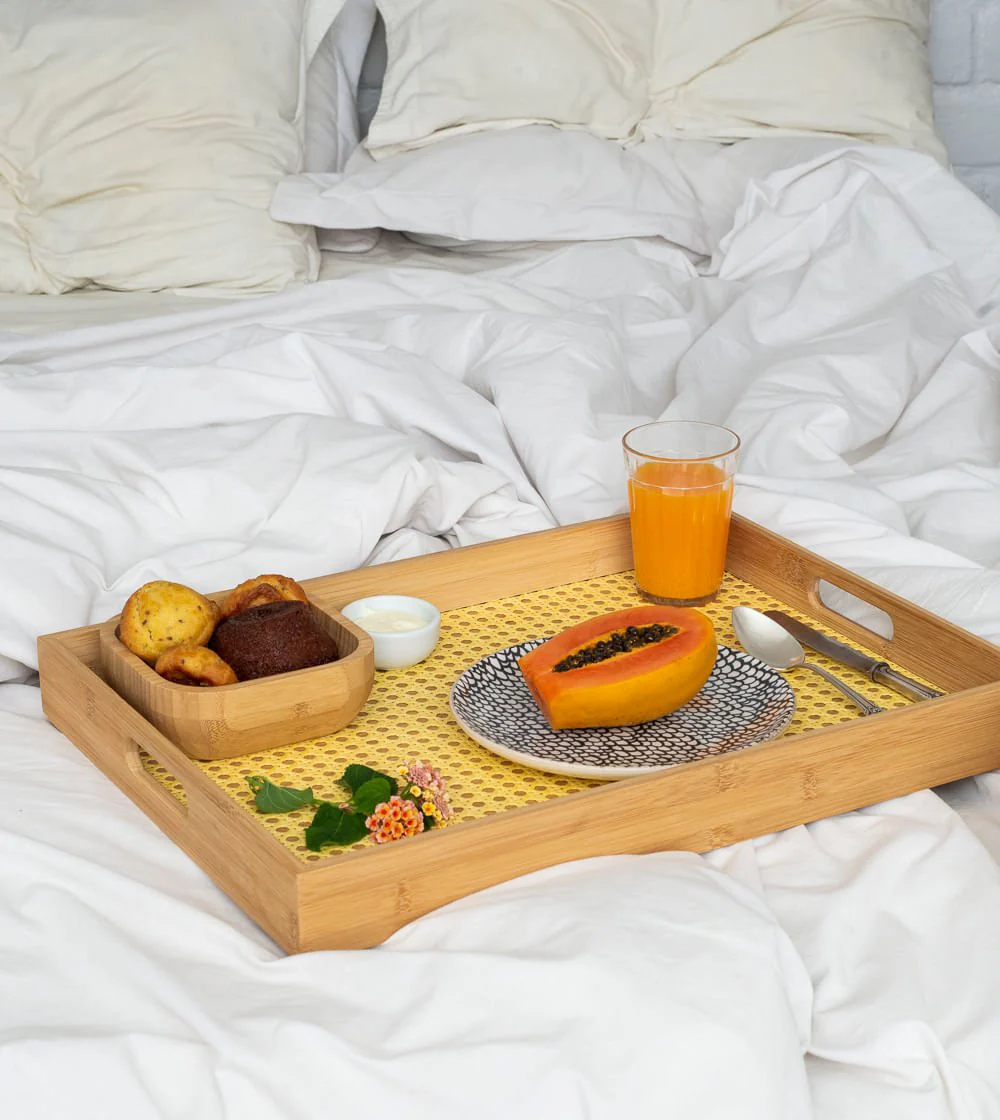 Bandeja De Bambu Com Palha Retangular 48cm - Image 2