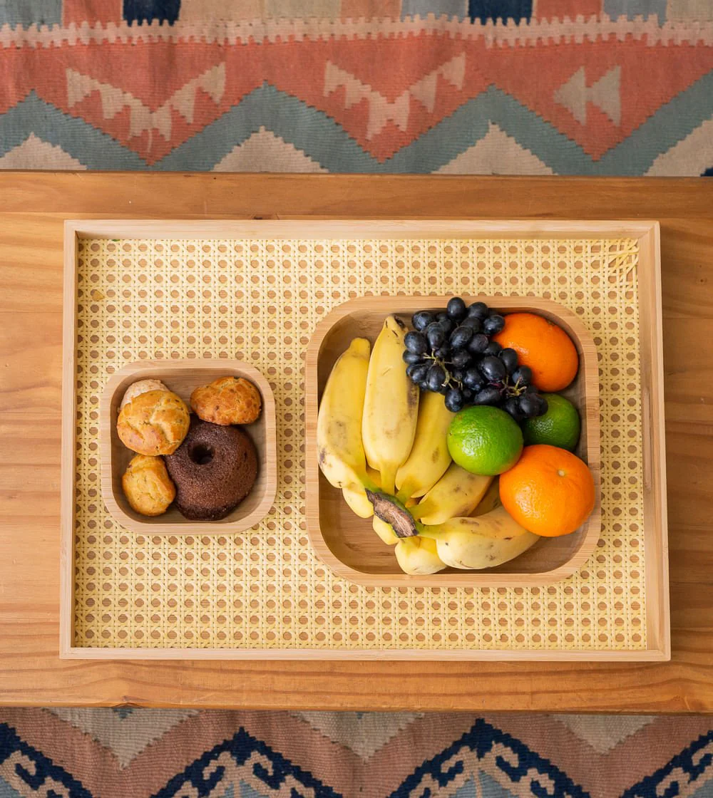 Bandeja De Bambu Com Palha Retangular 48cm - Image 7