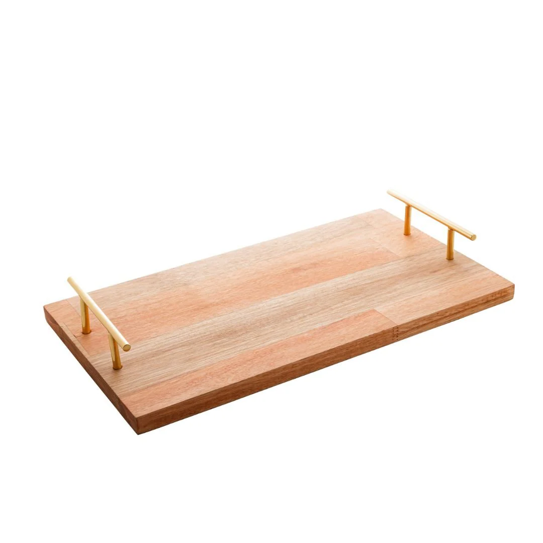 Bandeja de Madeira com Alça Dourada Liptus 45cm - Image 6