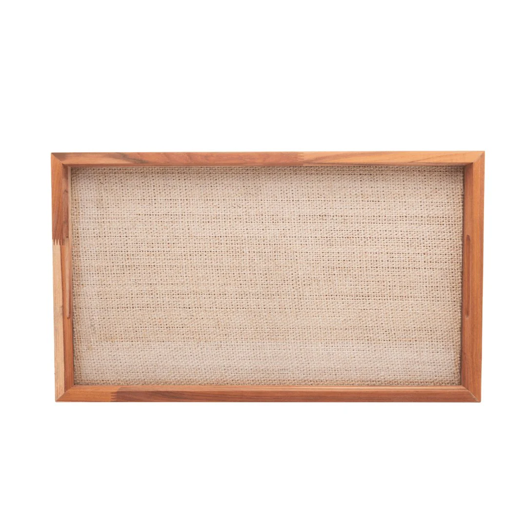 Bandeja de Madeira Teca com Sisal 45cm - Image 3