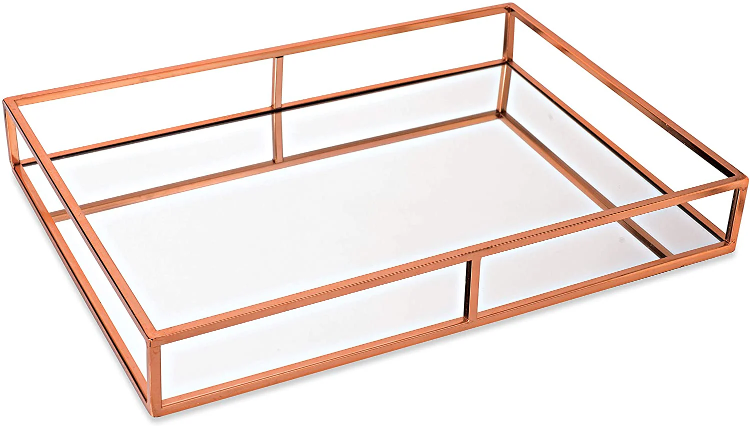 Bandeja de Metal com Espelho Rose Gold 49cm