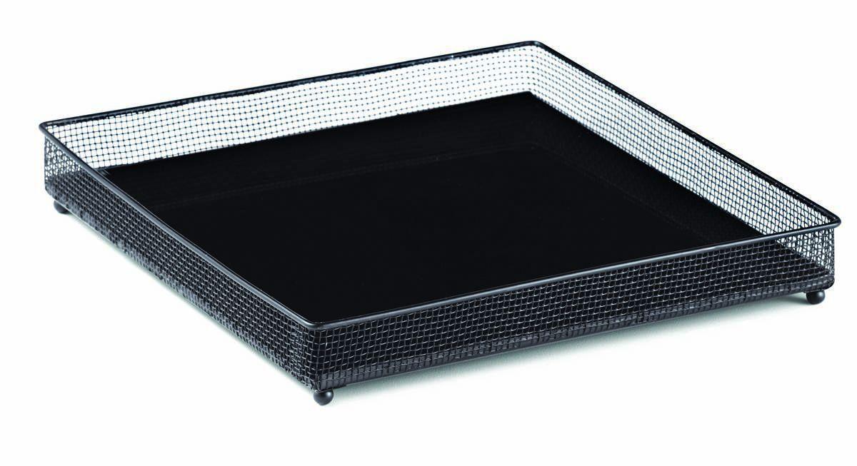 Bandeja de Metal com o Vidro Preto 25cm