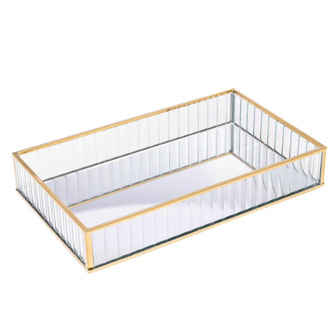 Bandeja de Metal Dourada com Espelho 30cm - Image 2