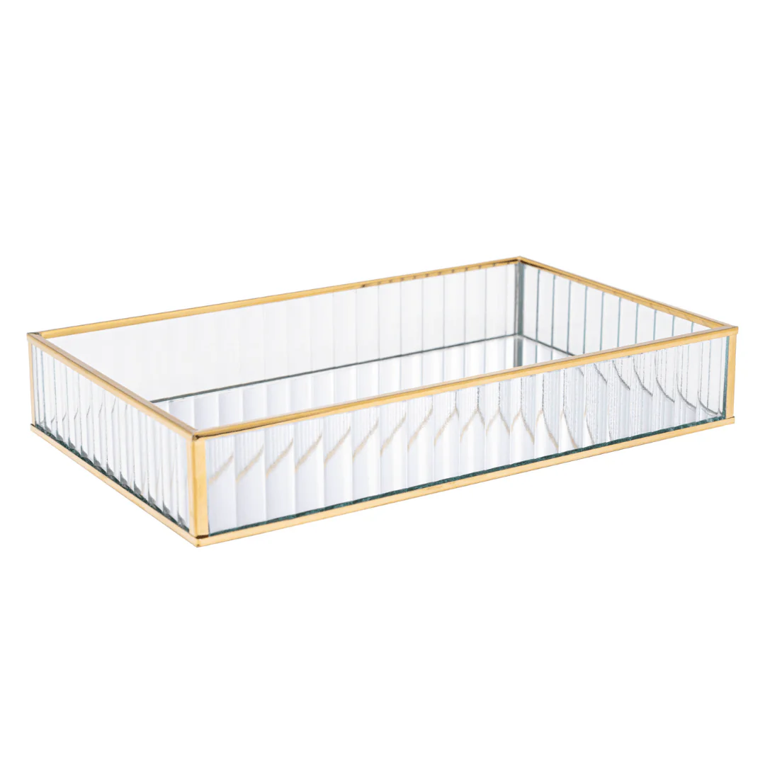 Bandeja de Metal Dourada com Espelho 30cm - Image 3