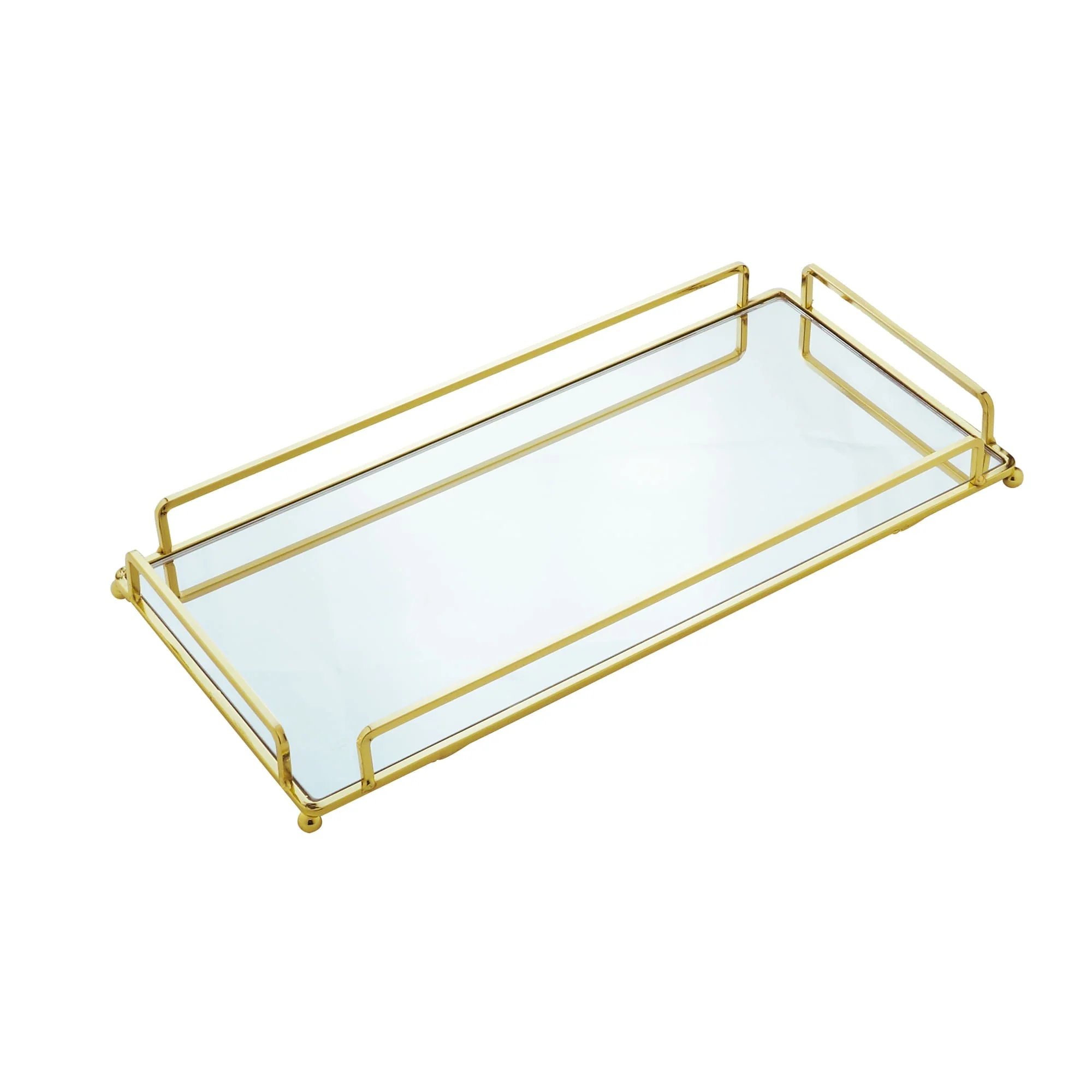 Bandeja Decorativa de Metal com Espelho Dourado 32cm - Image 10