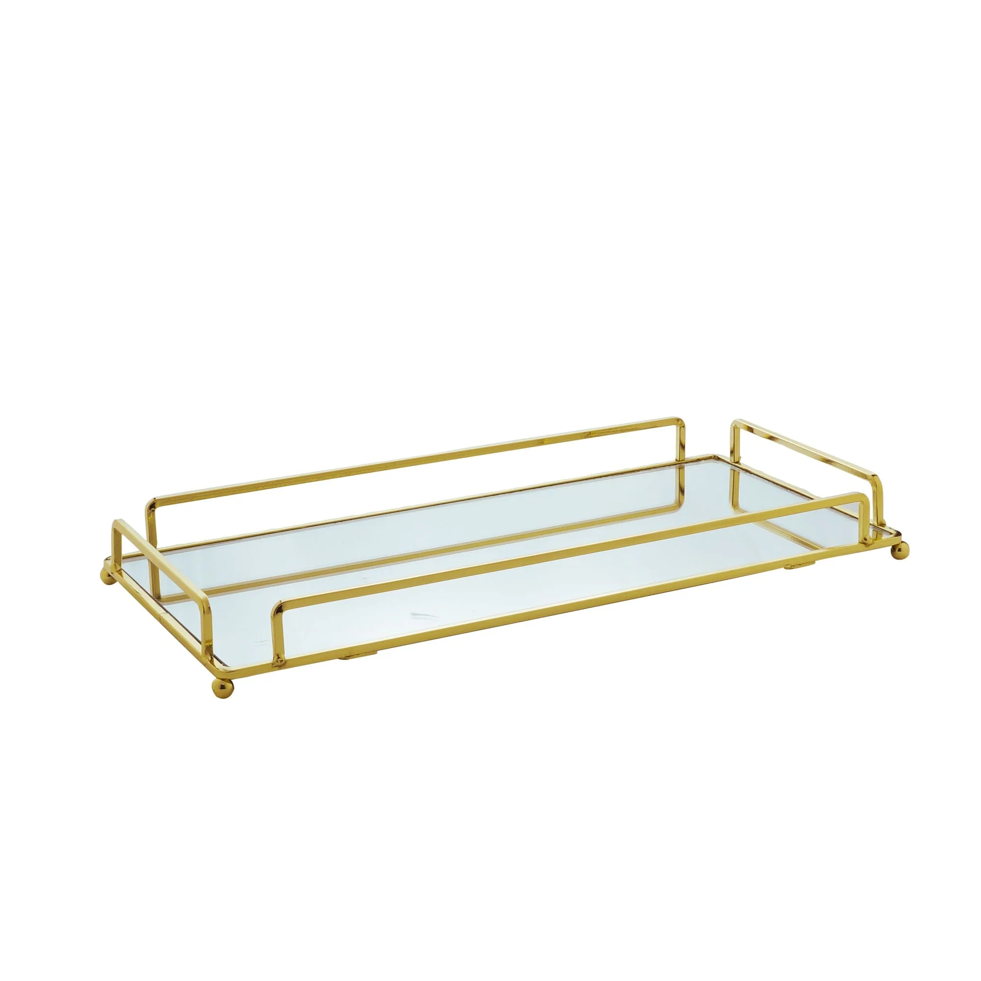 Bandeja Decorativa de Metal com Espelho Dourado 32cm - Image 6