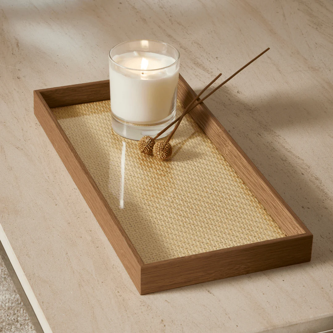 Bandeja Decorativa em MDF com Rattan 45cm