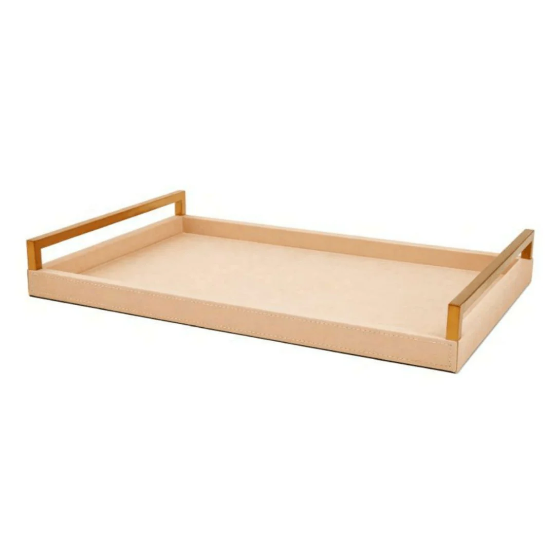 Bandeja Decorativa em MDF e PU Bege - Image 3