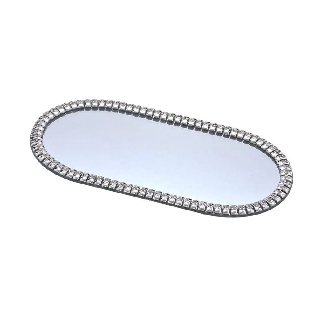 Bandeja Decorativa Oval Cromada 30cm