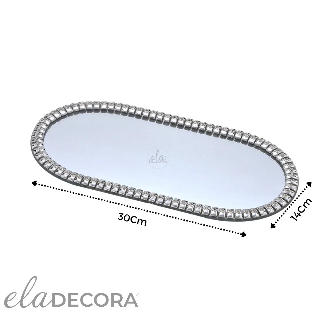 Bandeja Decorativa Oval Cromada 30cm - Image 2