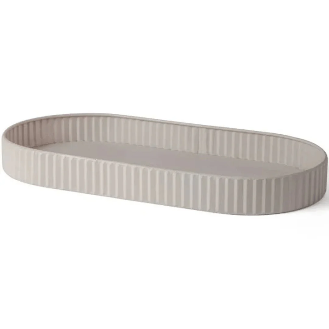 Bandeja Decorativa Oval de Metal Off-White 38cm - Image 2