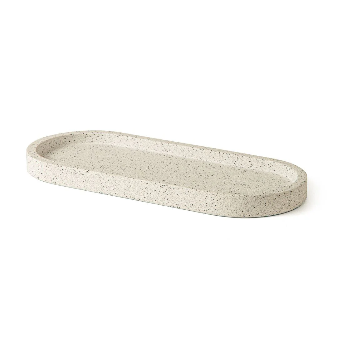 Bandeja Decorativa Oval em Cimento Cinza 28cm