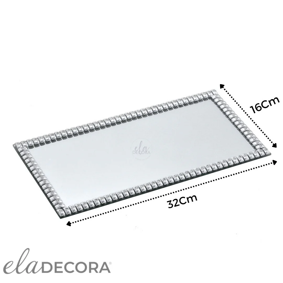 Bandeja Decorativa Retangular Cromada 32cm - Image 2