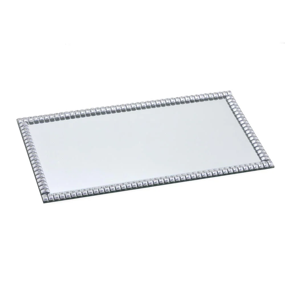 Bandeja Decorativa Retangular Cromada 36cm