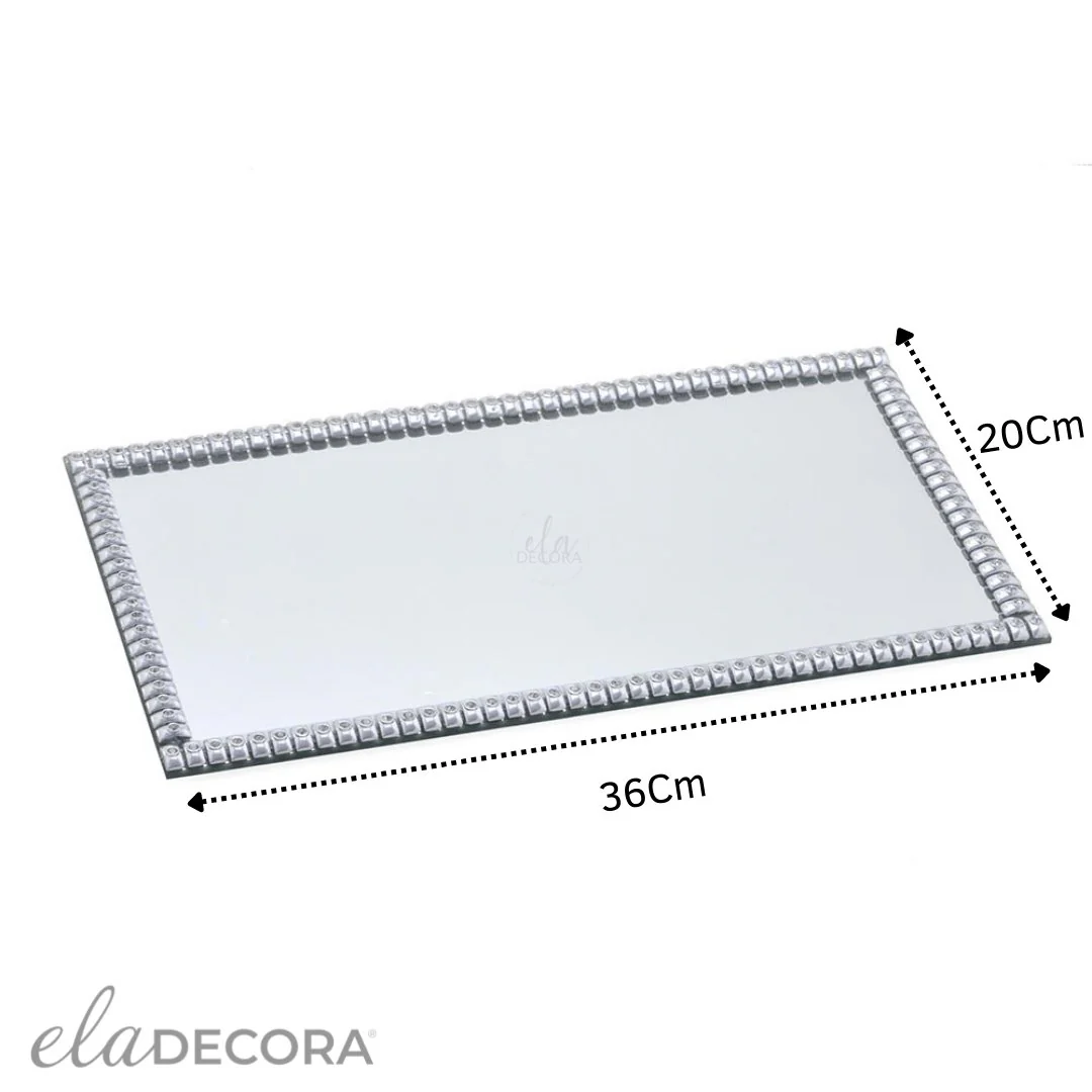 Bandeja Decorativa Retangular Cromada 36cm - Image 2