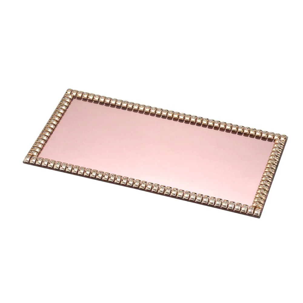 Bandeja Decorativa Retangular Rose Gold 32cm