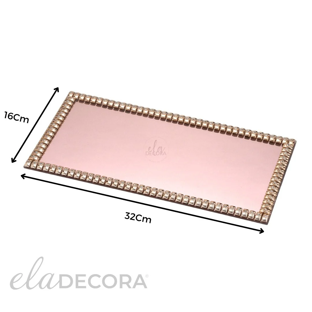 Bandeja Decorativa Retangular Rose Gold 32cm - Image 2