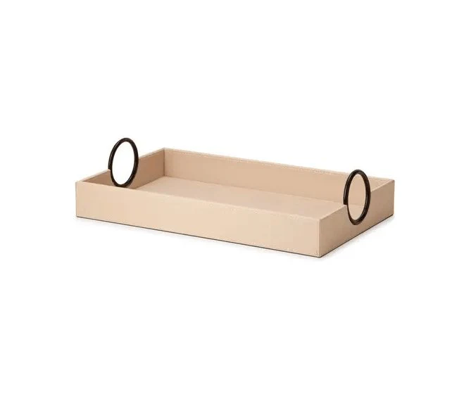 Bandeja em MDF com Revestimento em PU Bege com Alça Preta 46cm - Image 3