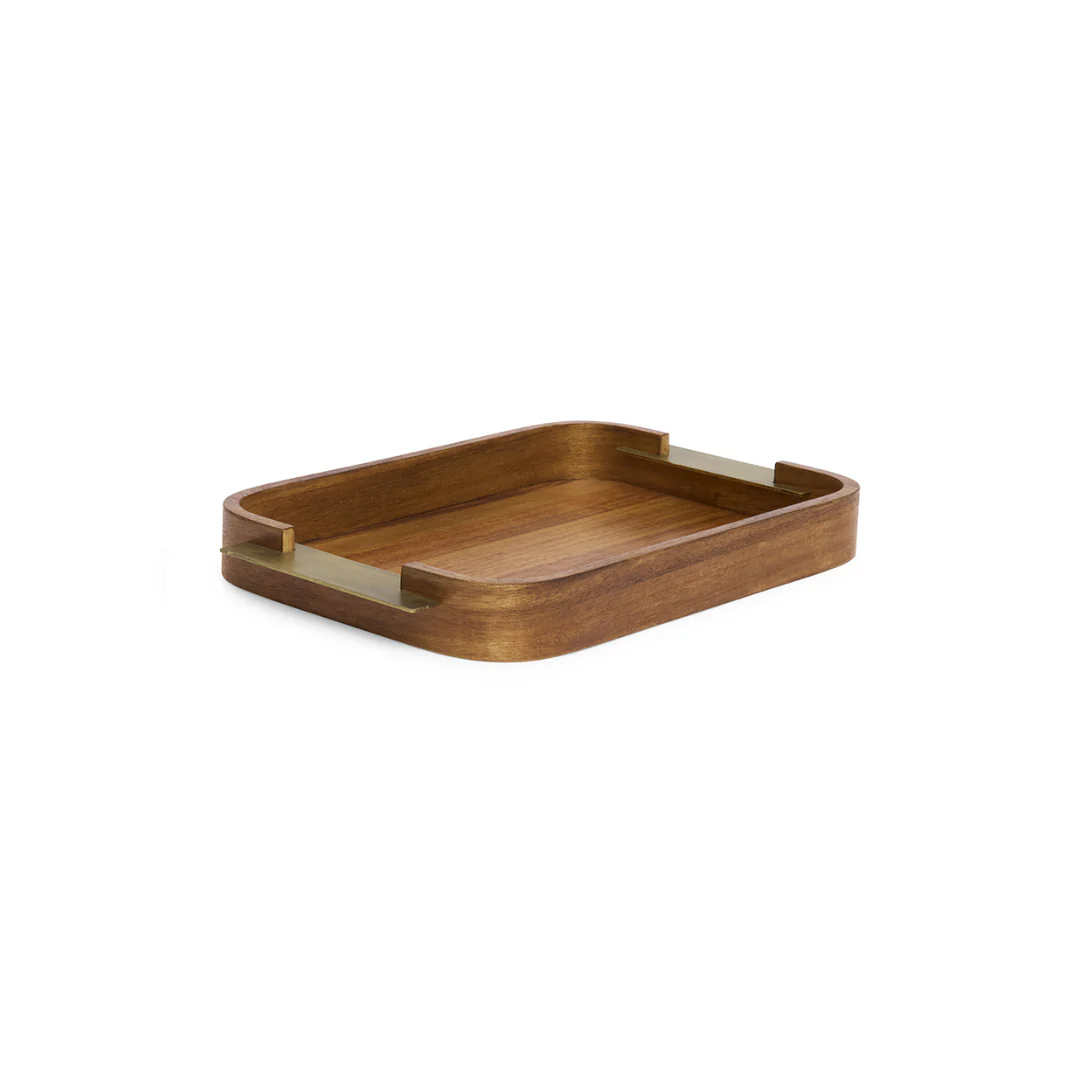 Bandeja em MDF e Metal Marrom 38,5cm P - Image 4