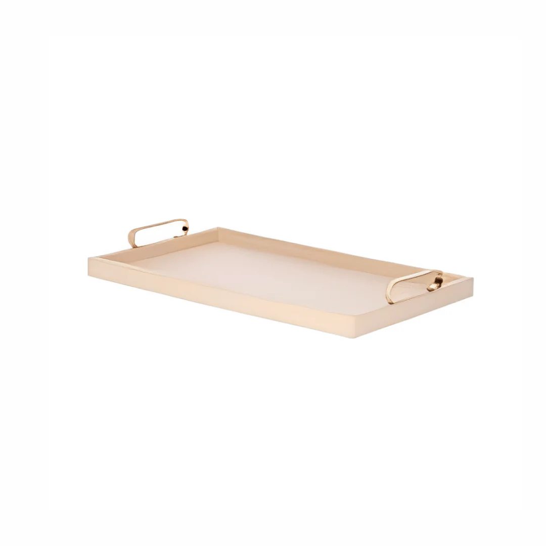 Bandeja em MDF e PU Bege com Alças 40cm P - Image 2