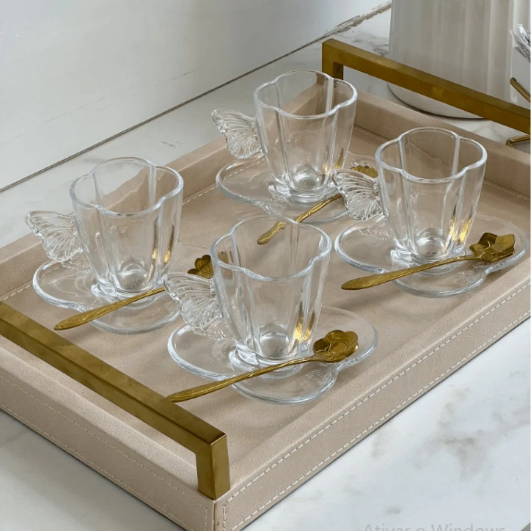 Bandeja em MDF e PU com Alças Bege 40cm - Image 4