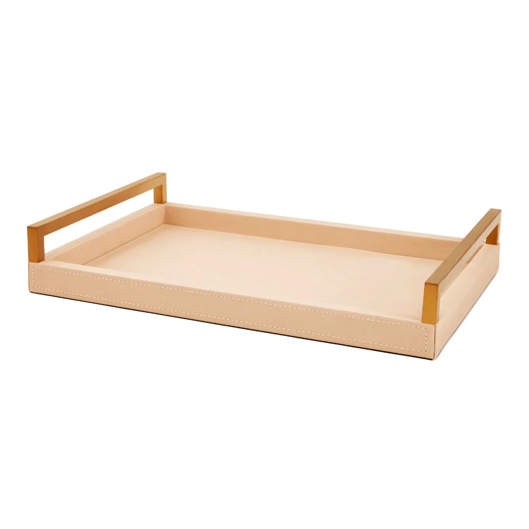 Bandeja em MDF e PU com Alças Bege 40cm - Image 5