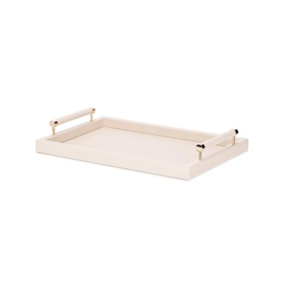 Bandeja em MDF e PU com Alças Bege 41cm P - Image 3
